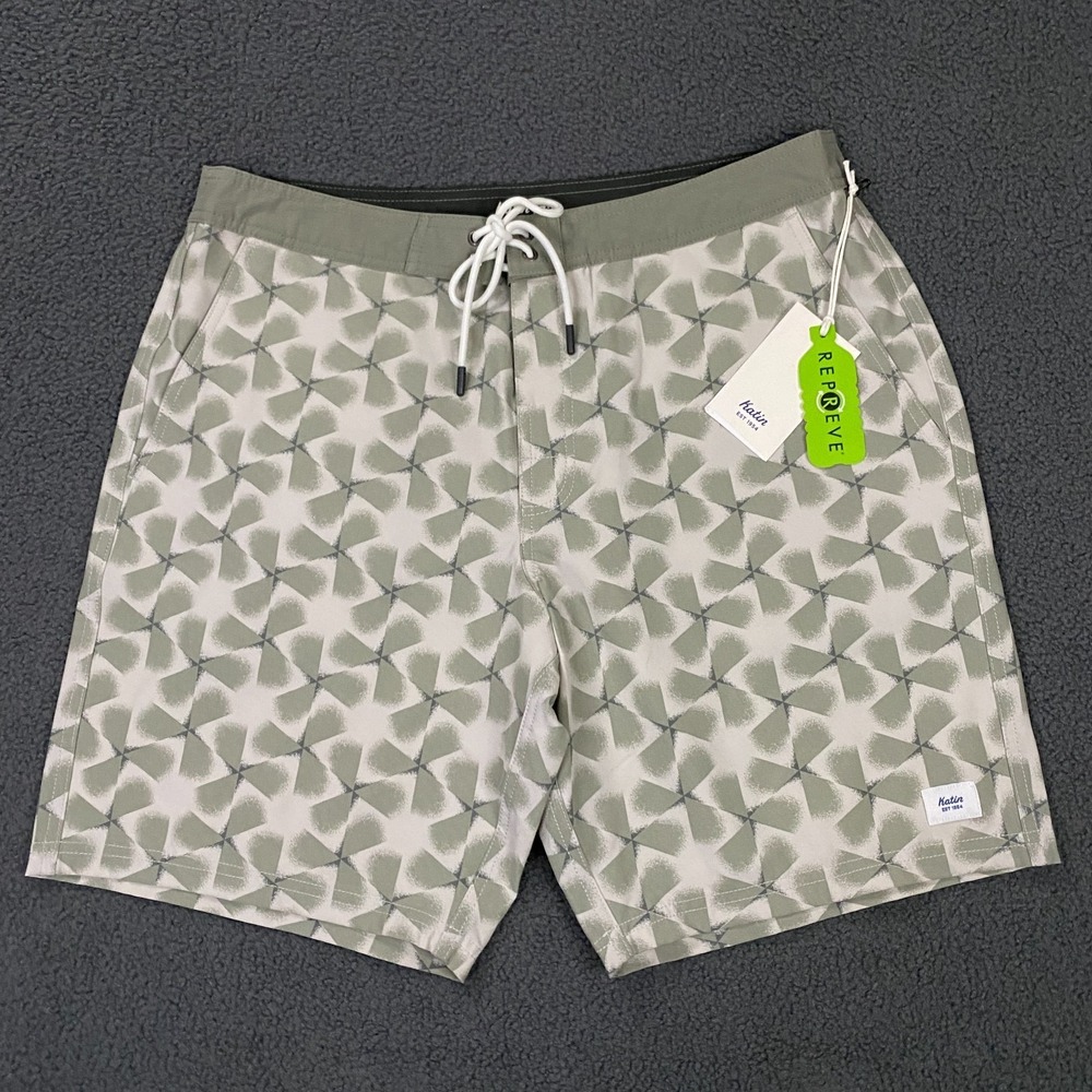 Katin Iris Hybrid Trunk Mens 32 Desert Sage Gray Stretch Board Shorts Swim‎ NWT